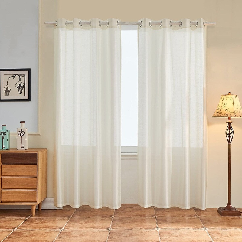 Subrtex 2-Piece Faux Silk Semi-Sheer Window Curtains Panels