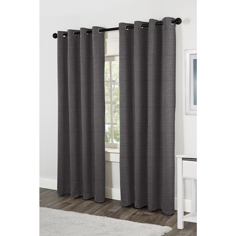 ATI Home Athens Black Pearl Blackout Grommet Top 96-inch Curtain Panel Pair - 96-Inch Length