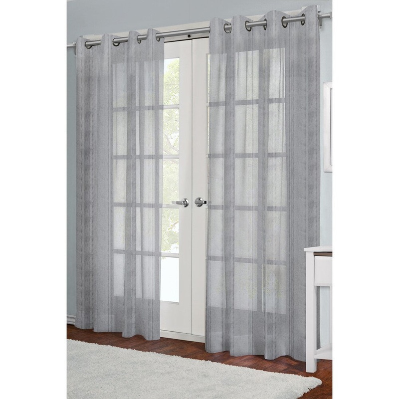 ATI Home Jordan Grey 84-inch Grommet Top Sheer Curtain Panel Pair