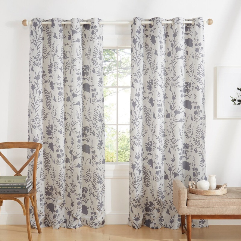 ATI Home Silhouette Floral Grommet Top Curtain Panel Pair