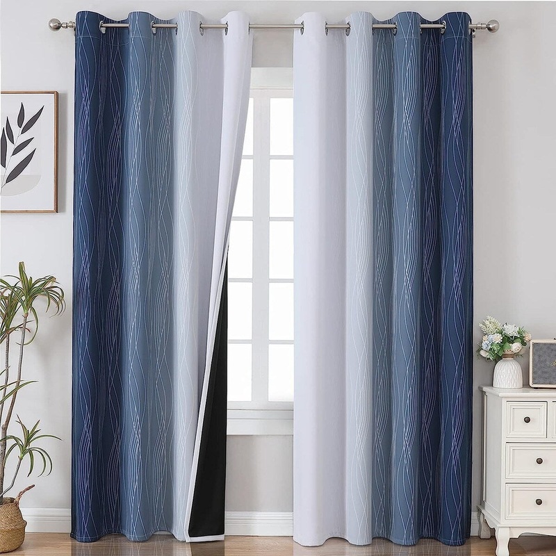 Thermal Insulated Ombre Blackout Drapes for Bedroom, 52Wx96L, 2 Panels