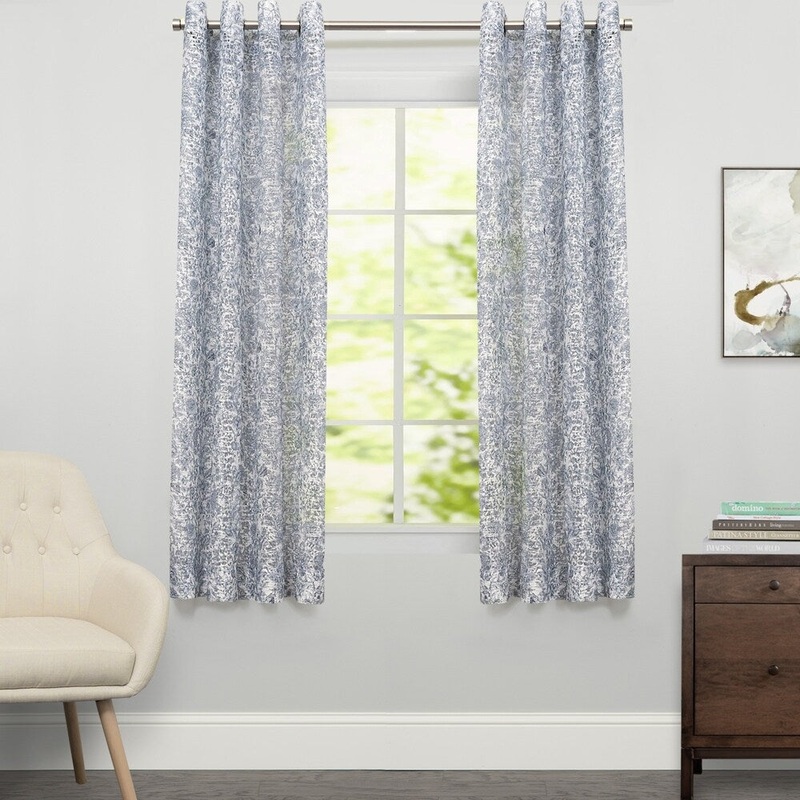 Toile Lace Grommet Panel (63"x54") Blue, Antique - 63"x52"
