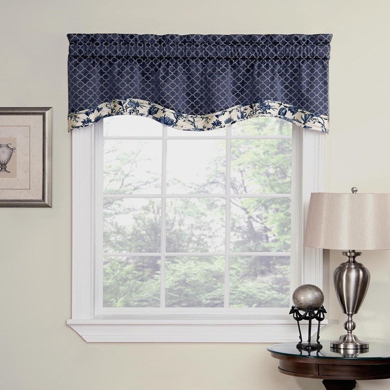 Waverly Framework Kristy Window Valance with Felicite Indigo Trim
