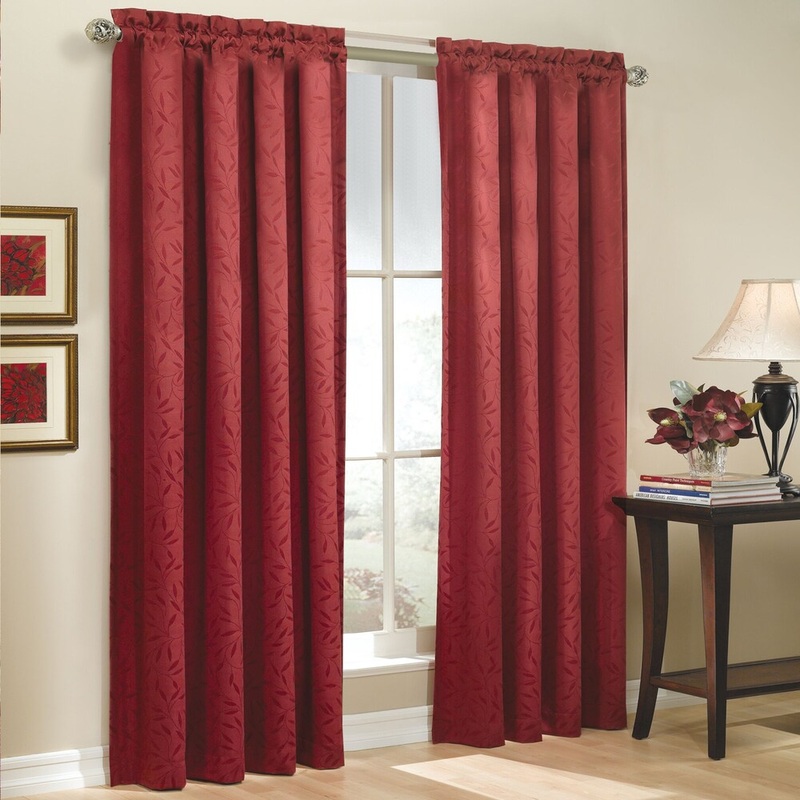 All Over Leaf Motif Jacquard Window Curtain Panel