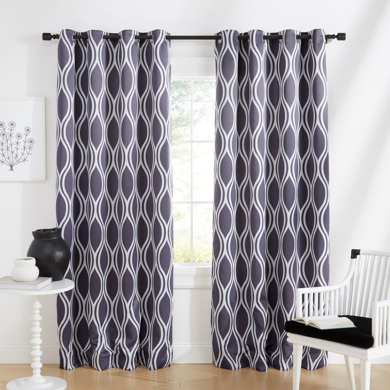 ATI Home Alfie Room Darkening Blackout Grommet Top Curtain Panel Pair