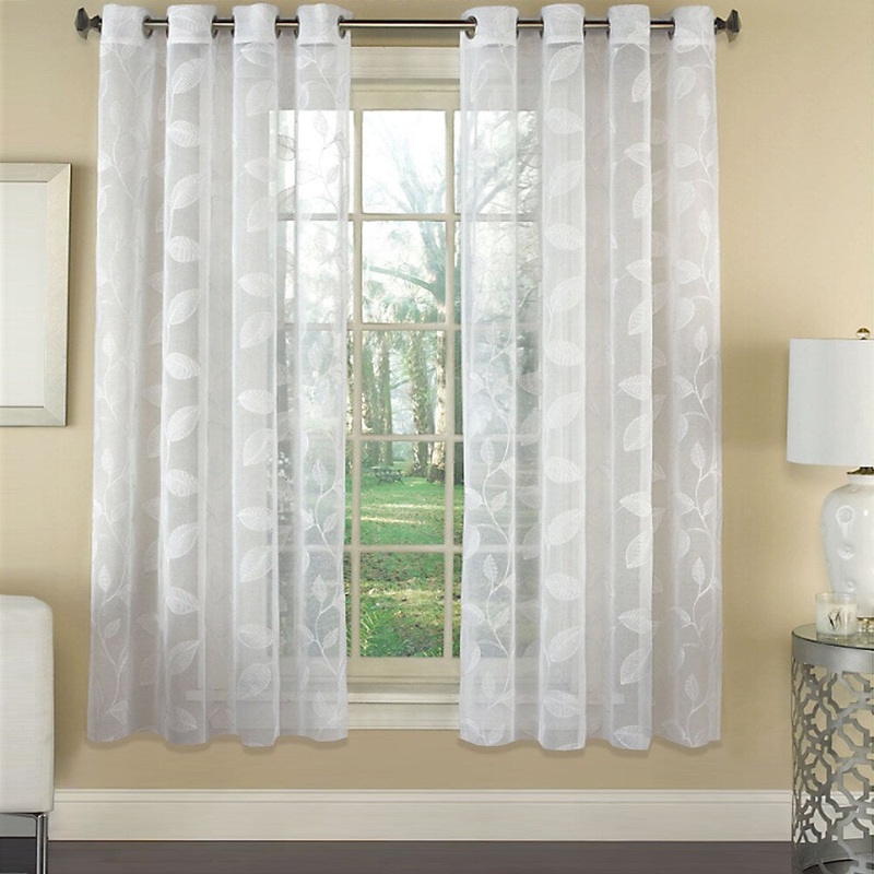 Avery Semi-sheer Faux Linen Grommet Window Curtain Panel - 63x53
