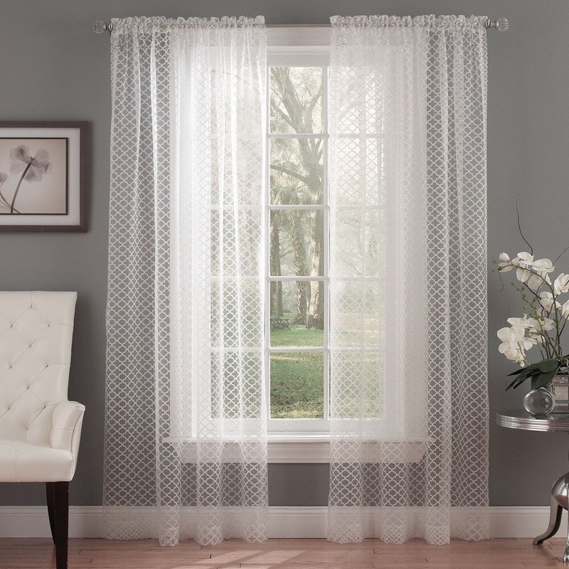 Waverly Framework Ivory Burnout Sheer Curtain Panel
