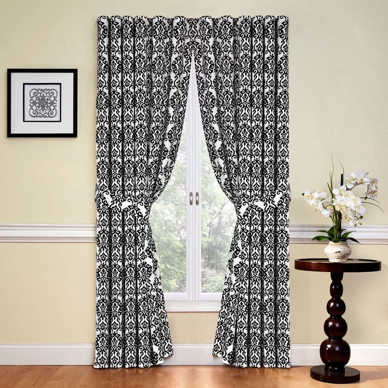 Waverly Luminary Black White Curtain Panel (Single Panel)