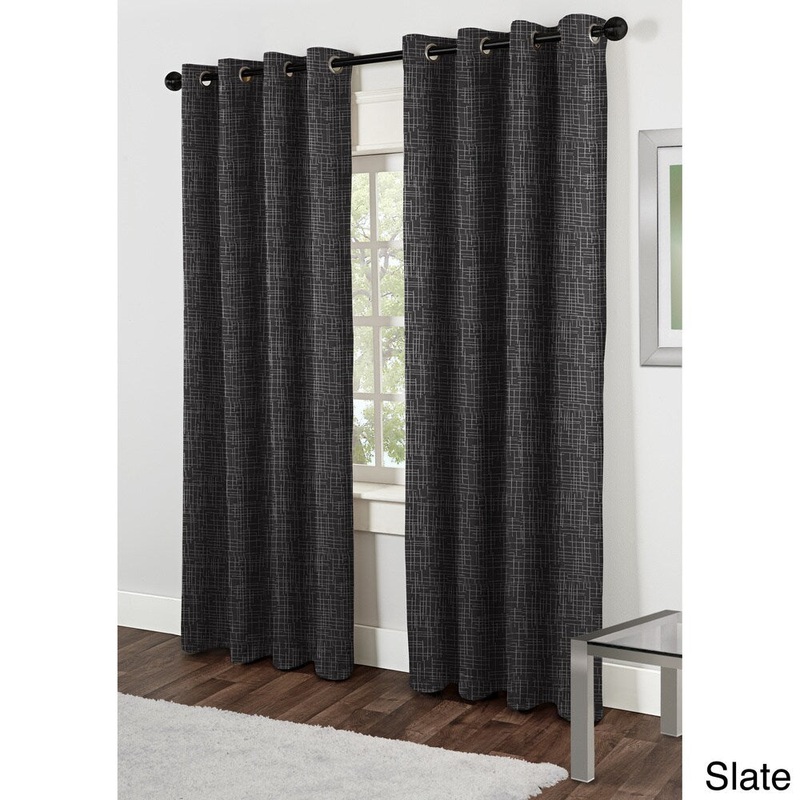 ATI Home Antigua Embroidered 84-inch Grommet Top Curtain Panel Pair