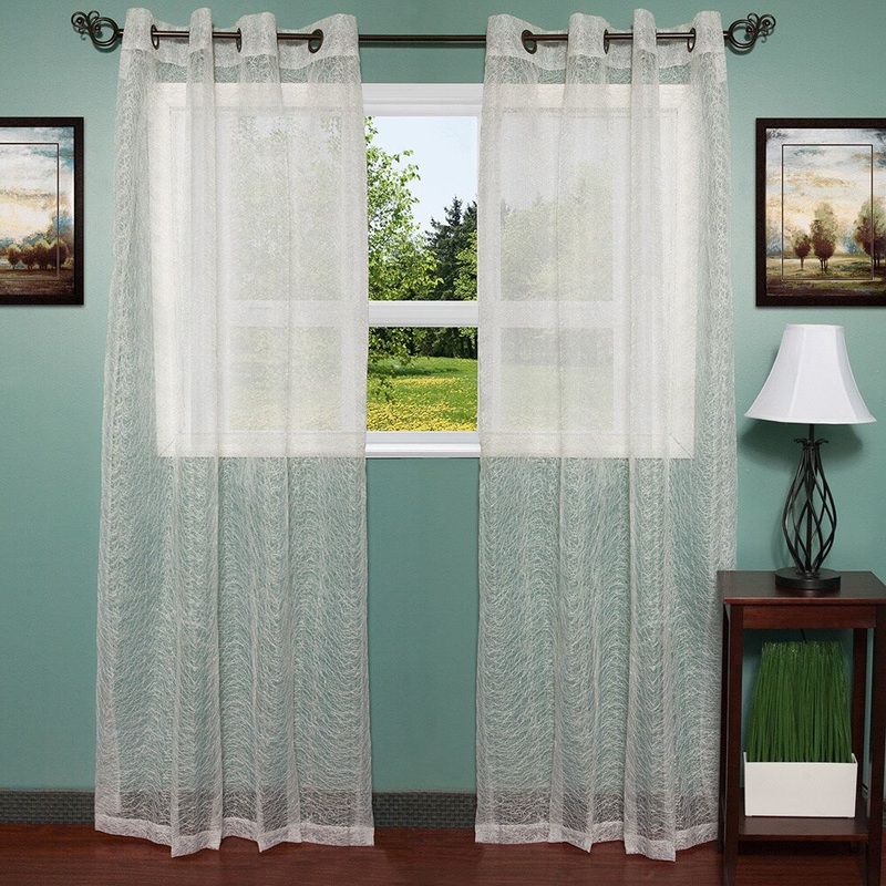 Shimmering Sheer Embroidered 54 x 84 Grommet Curtain Panel - 54 x 84 - 54 x 84