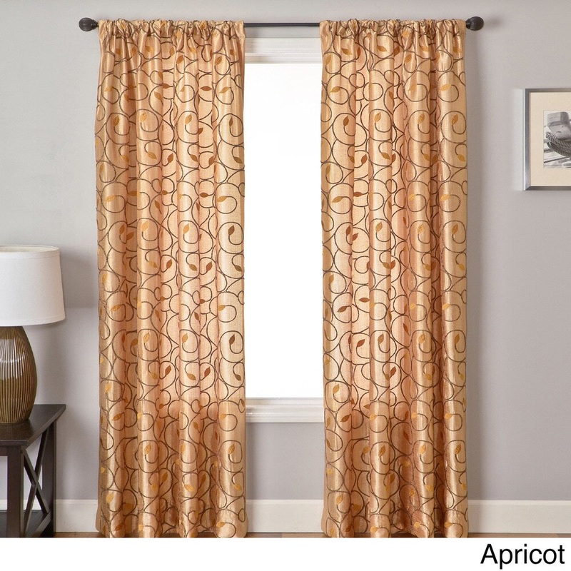 Softline Sari Embroidered Scroll on Faux Silk Curtain Panel