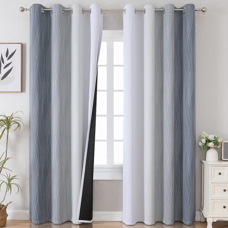Blackout Curtains & Drapes,Thermal Insulated Ombre Blackout Drapes,Full Room Darkening Energy Saving Curtains,52Wx84L,2 Panels