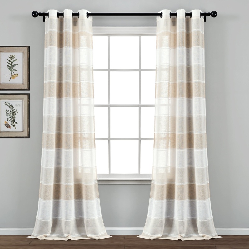 The Gray Barn Done Roamin Textured Stripe Sheer Window Curtain Panel Pair - 84" x 38" - 84" x 38"