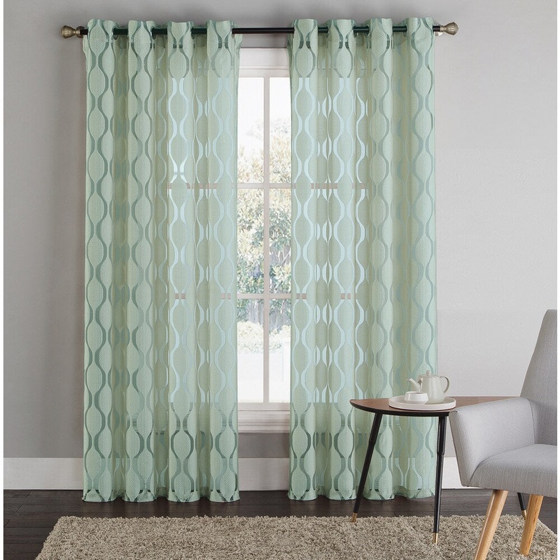 Artistic Linen 'Vertigo' Green Grommet-top Window Curtain Panel