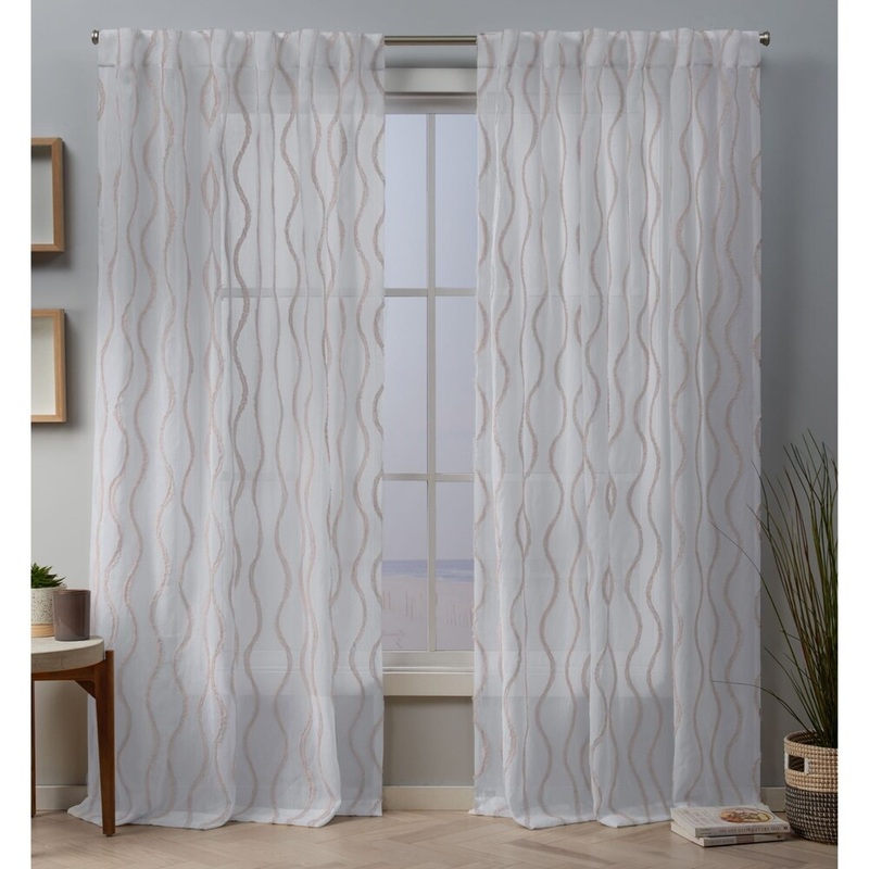 ATI Home Belfast Embellished Sheer Hidden Tab Top Curtain Panel Pair
