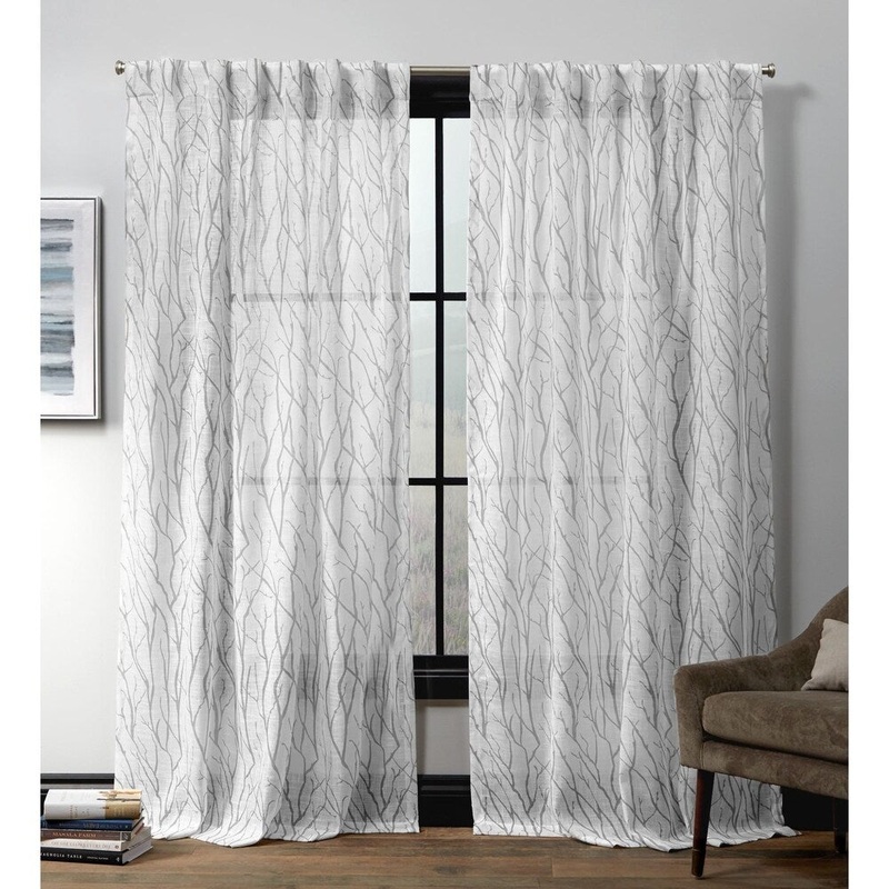 ATI Home Oakdale Motif Textured Linen Hidden Tab Top Sheer Panel Pair