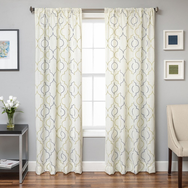 Softline Monza Emboridered Faux Linen Curtain Panel