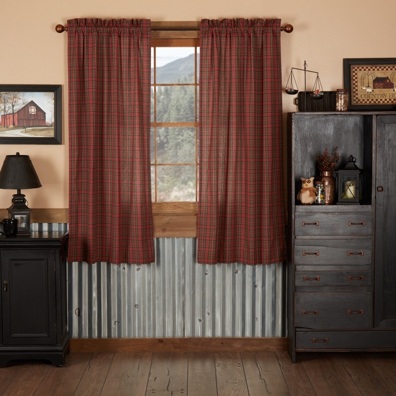 Tartan Red Plaid Short Panel Set of 2 63x36 - Short Panel 63x36