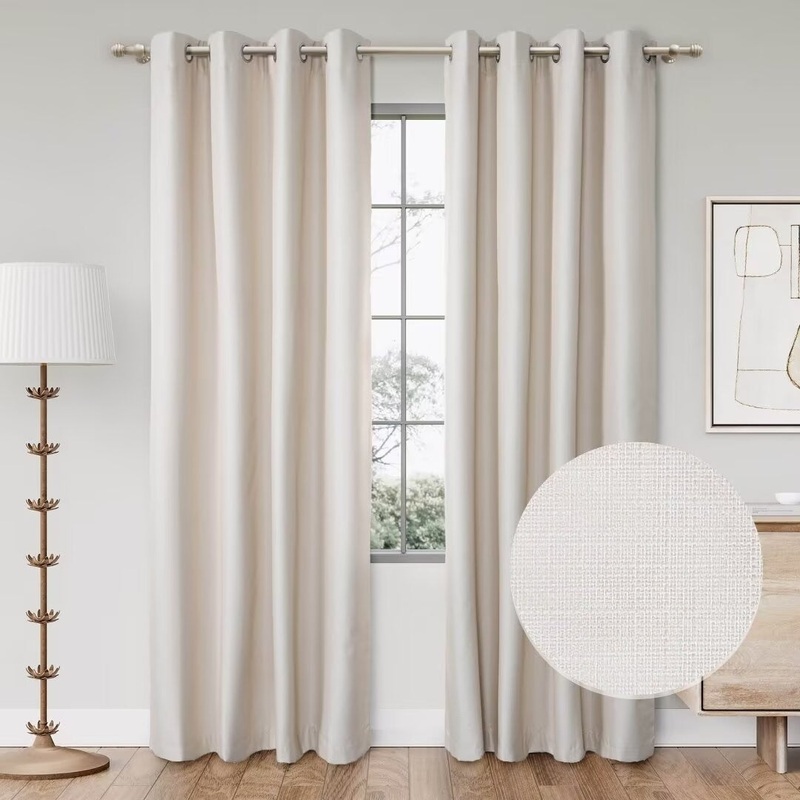 Textured Grid 100% Blackout Grommet Curtain Pair(2 Panels)