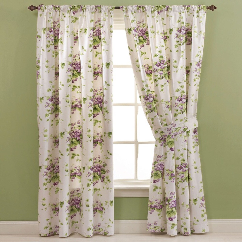 Waverly Sweet Violets Lined 84in Cutain Panel Pair - 50 x 84
