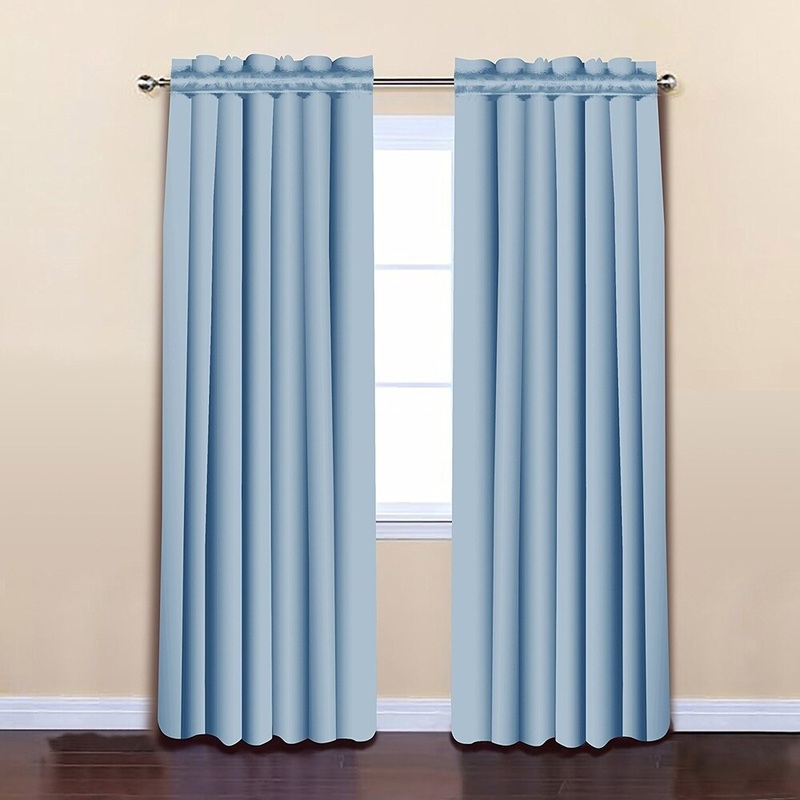 ALEKO 52"x84" Blue Thermal Insulated Blackout Curtain Panel Set