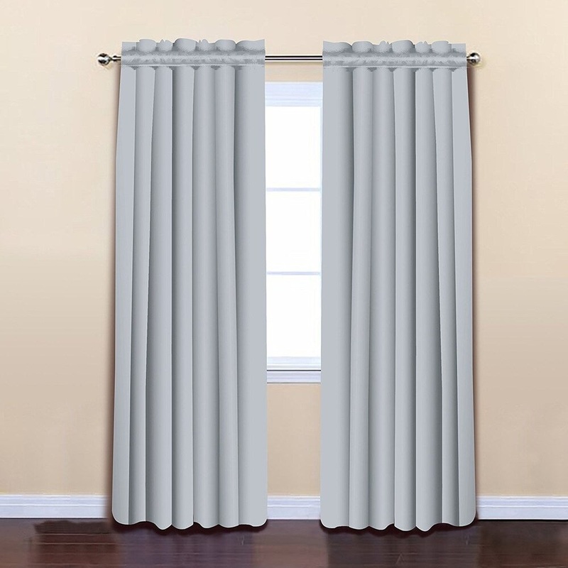 ALEKO 52"x84" Grey Thermal Insulated Blackout Curtain Panel Set