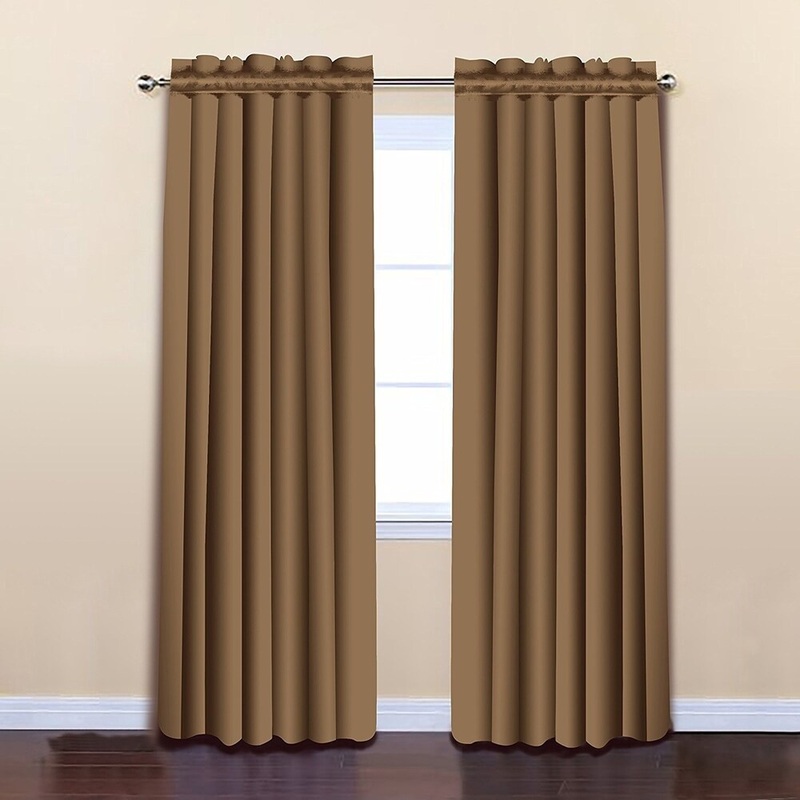 ALEKO 52"x84" Wheat Thermal Insulated Blackout Curtain Panel Set