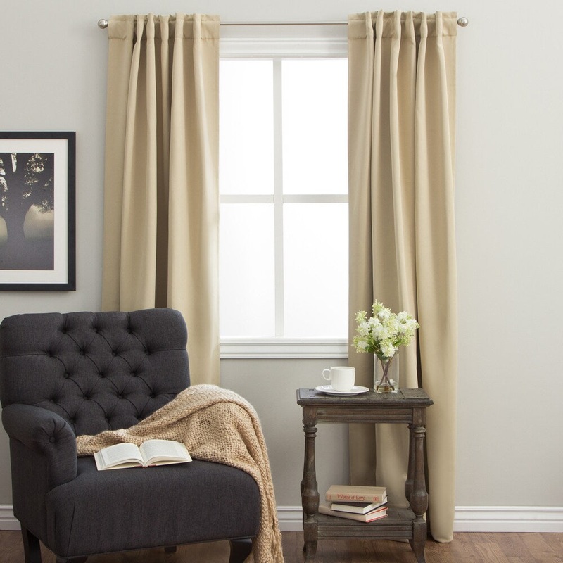 Arlo Blinds Back Tab Blackout Curtains 64 inch height, Panel Pair Total Width: 104 inch