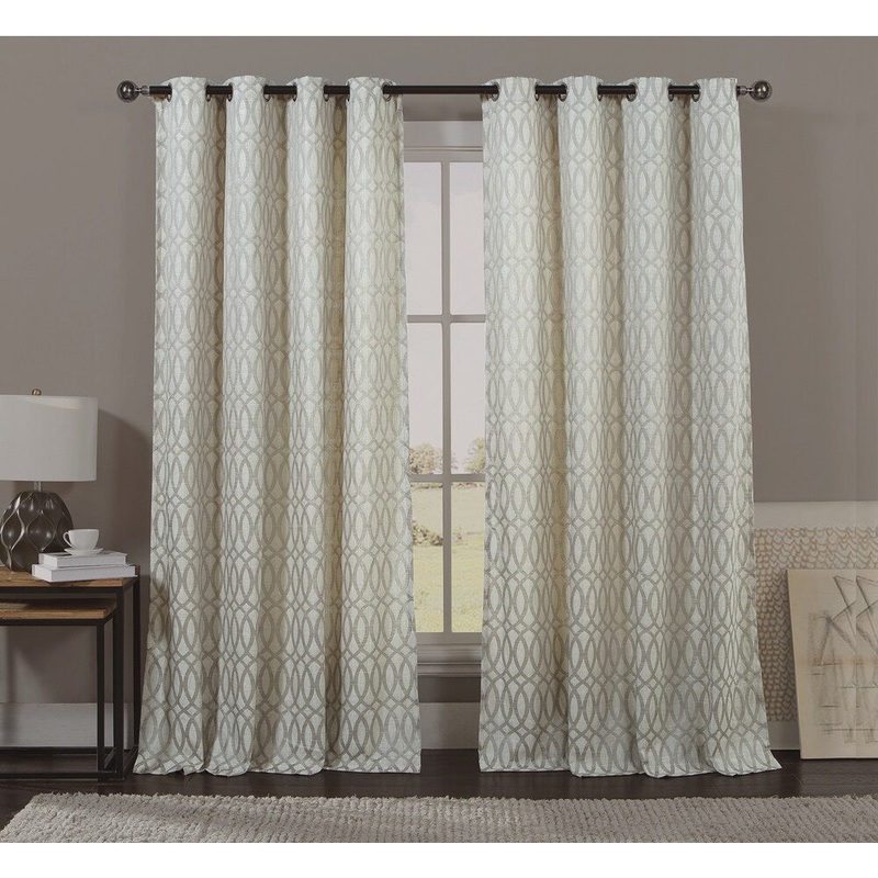 Artistic Linen 84-inch 8-grommet Top Window Geometric Trellis Single Curtain Panel