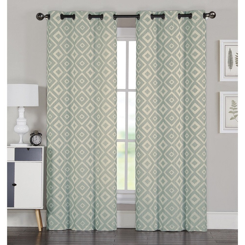 Artistic Linen Allure Pair 84-Inch Jacquard 8 Grommet Curtain Panel Pair