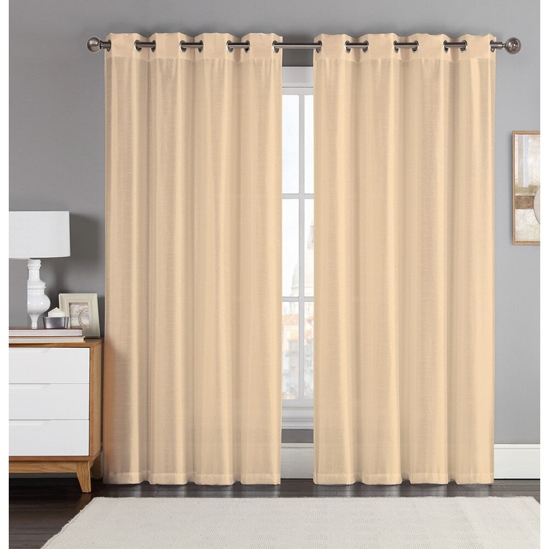 Artistic Linen Eastern Jacquard Grommet-top Window Curtain Panel