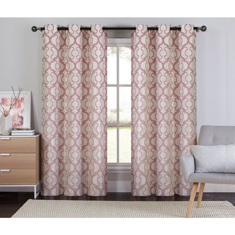 Artistic Linen Verdant Textured Jacquard and Grommet Top Curtain Panel Pair
