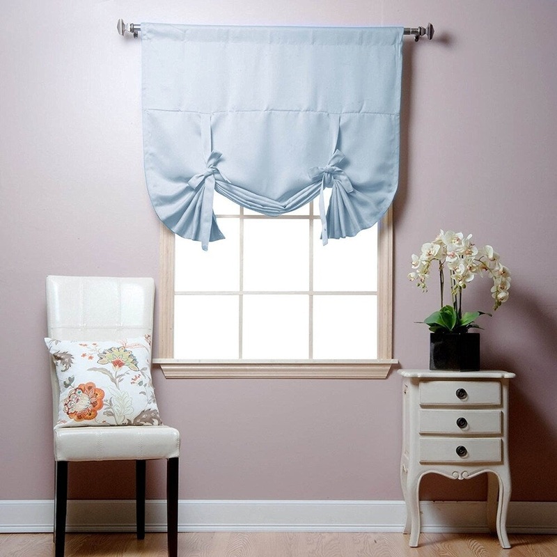 ALEKO Blue 42"x63" Shade Thermal Insulated Blackout Tie Up Curtain