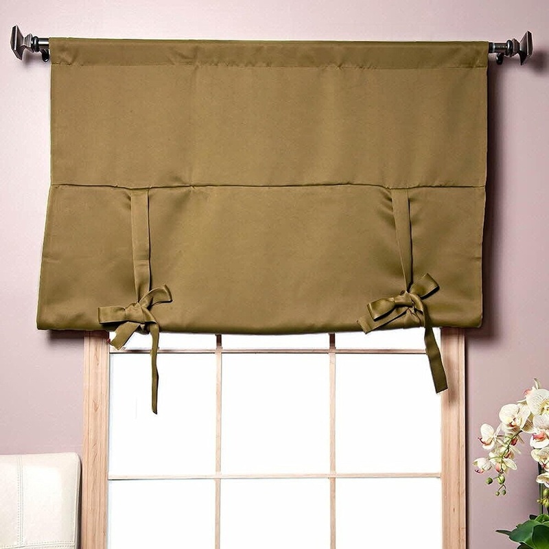 ALEKO Wheat 42"x63" Shade Thermal Insulated Blackout Tie Up Curtain