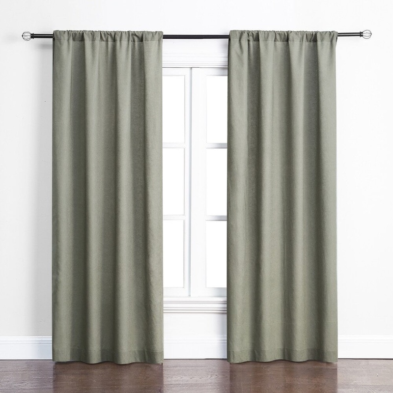 Ashbury Green Cotton-blend Rod-pocket Room Darkening Curtain Panel