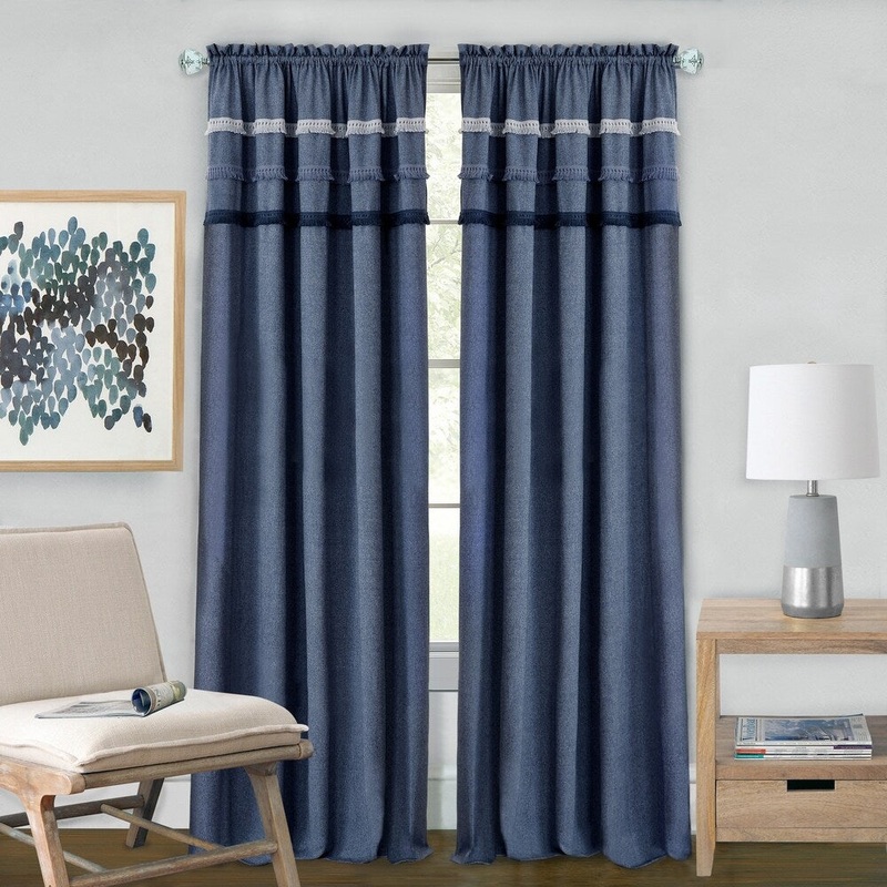 Blue Jean Rod Pocket Window Curtain Panel - Blue