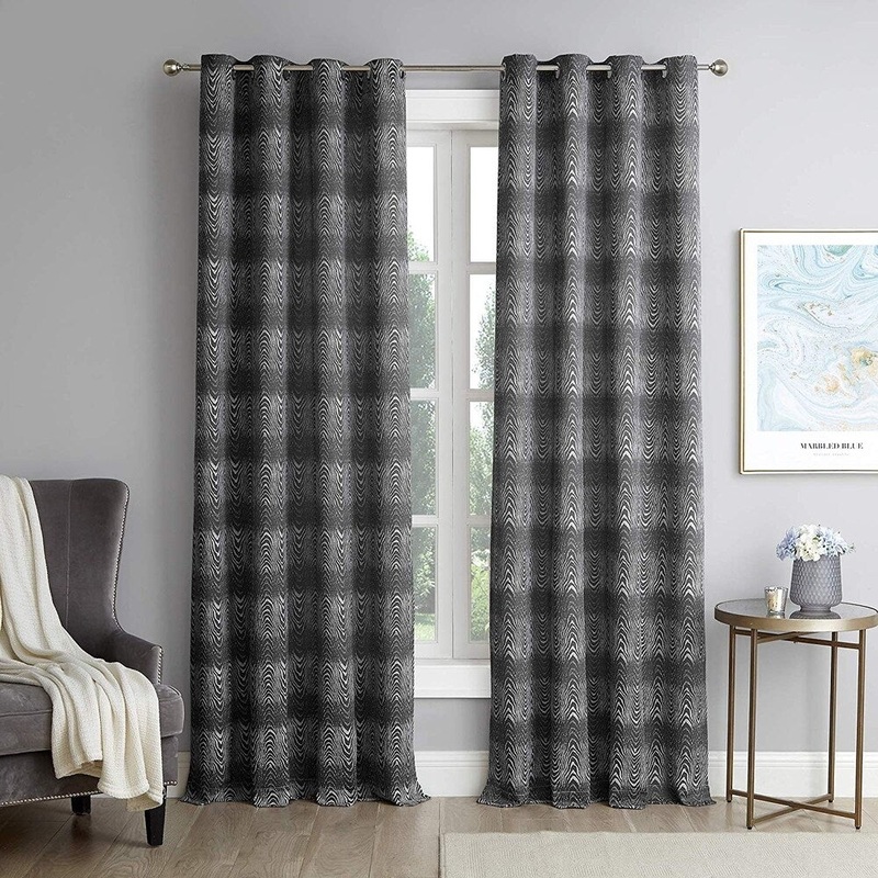 Wild Opaki - Black and White Stripes Jacquard Curtain Panel Set with Grommets