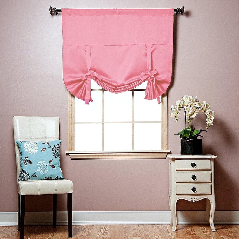 ALEKO Pink 42"x63" Shade Thermal Insulated Blackout Tie Up Curtain
