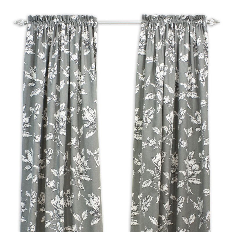 Antebellum Graphite Floral 108-inch Curtain Panel