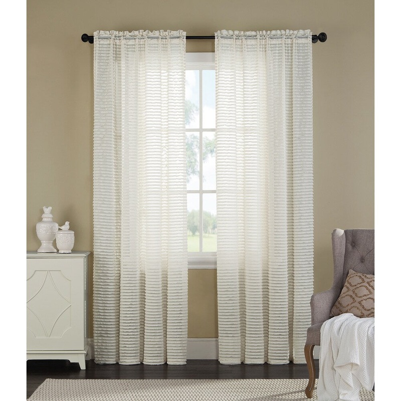 Artistic Linen Blinds Ivory Sheer Single Window Curtain Panel