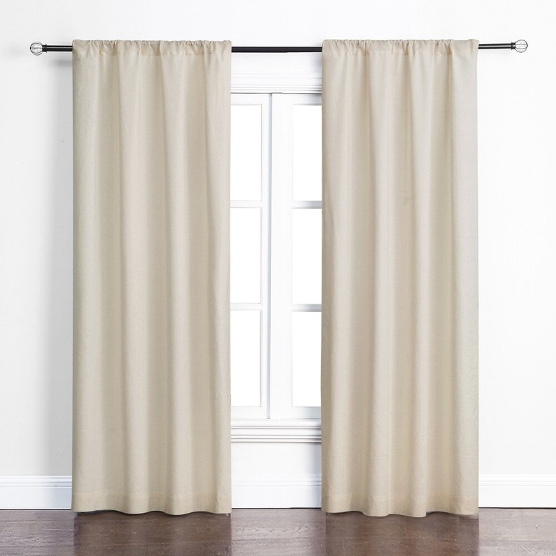 Ashbury Beige Cotton Room Darkening Curtains