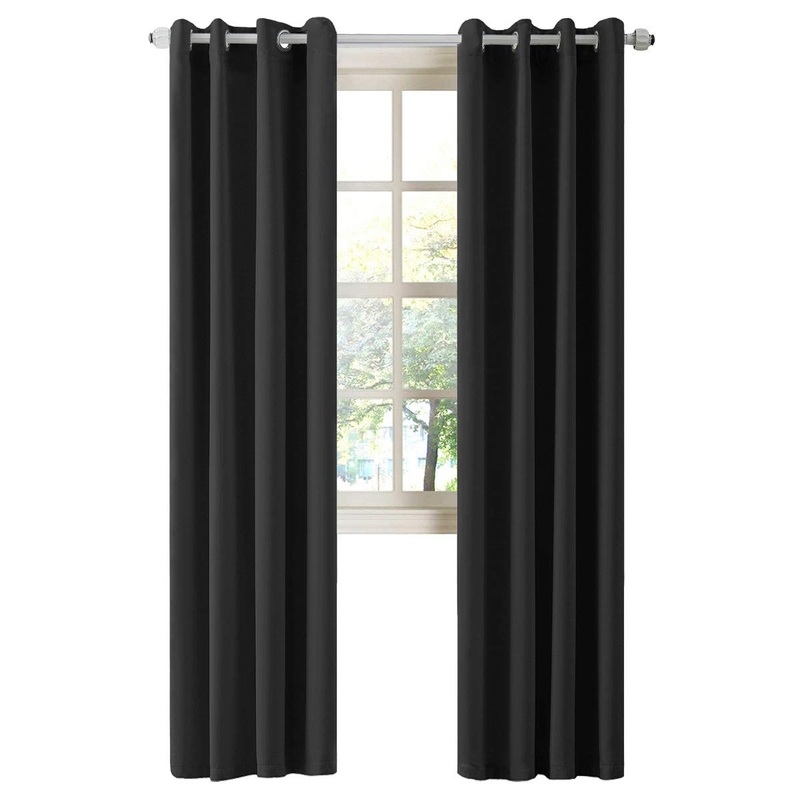 Thermal Insulated Blackout Darkening Grommet Living Room Curtains Window Drapes for Bedroom 2 Panels in 1 Set