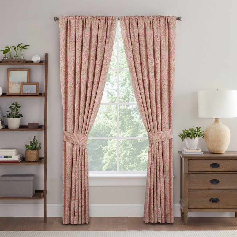 Waverly Hillside Manor Light-Filtering Window Curtains, 50 in Wide x 84 in Long, 2 Curtain Panels, Pink - 50x84