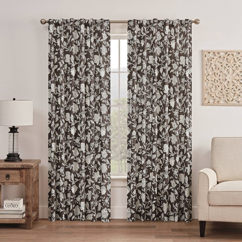 Waverly Stencil Vine Window Curtain Panel, 100% Cotton