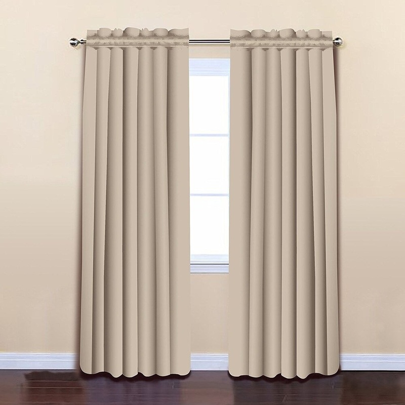 ALEKO 52"x84" Beige Thermal Insulated Blackout Curtain Panel Set
