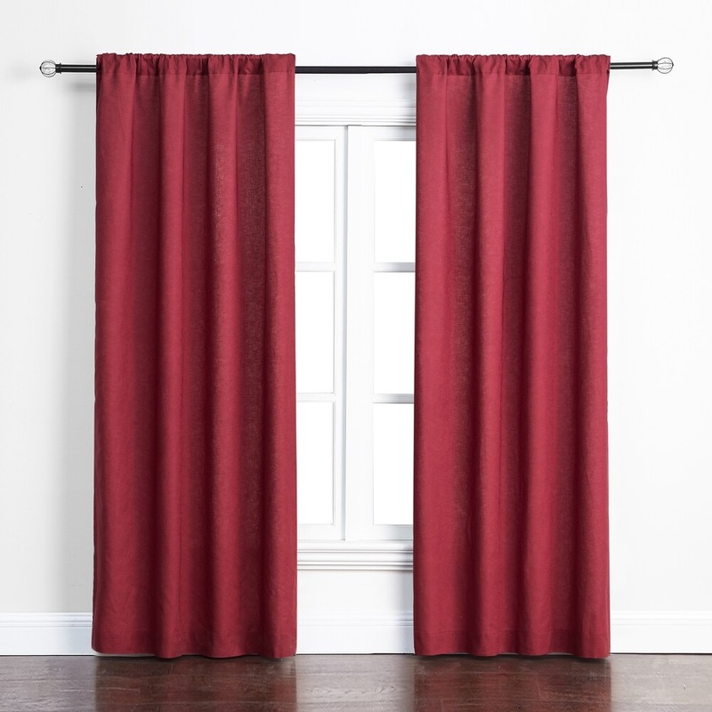 Ashbury Red Cotton and Linen Room Darkening Curtain Panel