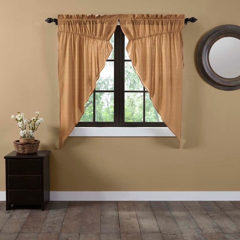 Tan Primitive Curtains VHC Kindred Star Prairie Panel Pair Rod Pocket Cotton Plaid - Prairie Panel 63x36