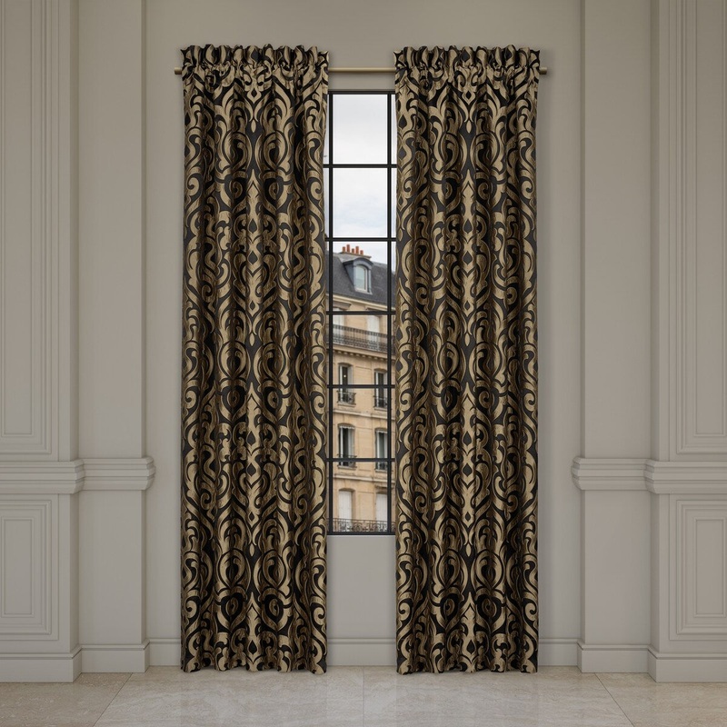 Bolero Black And Gold Window Panel Pair