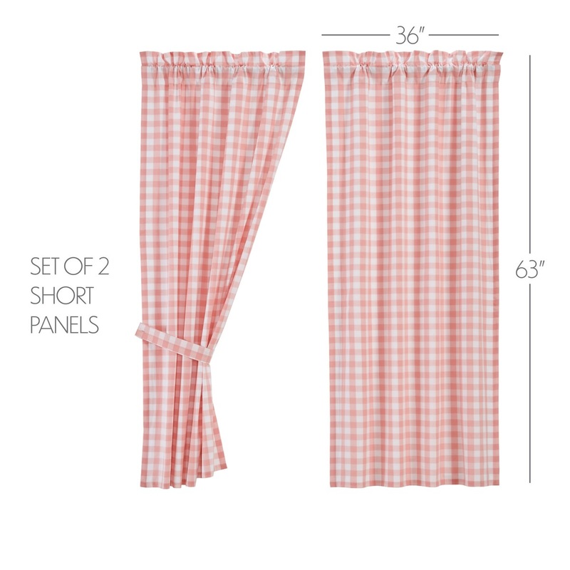 Annie Buffalo Coral Check Short Panel Set of 2 63x36