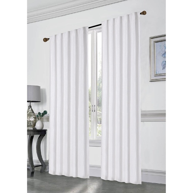 Stacy Extra Long Rod Pocket Window Curtain Panels with Thermal Lining, Set of 2, 96"x76", White